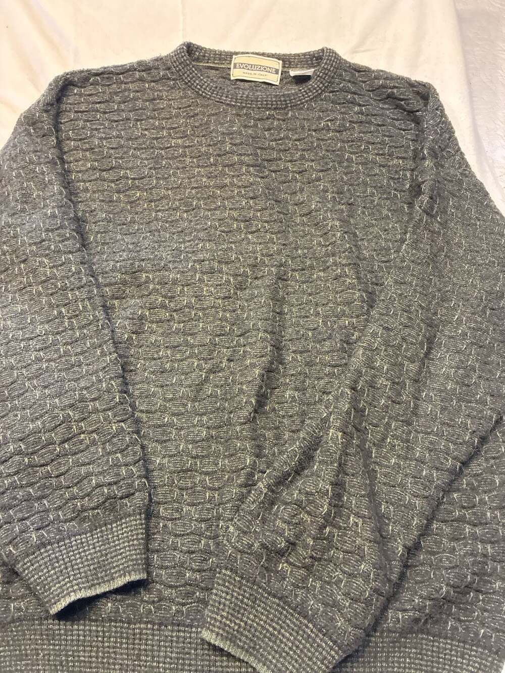 Evoluzione Made in Italy Textured Crewneck Sweater Size M